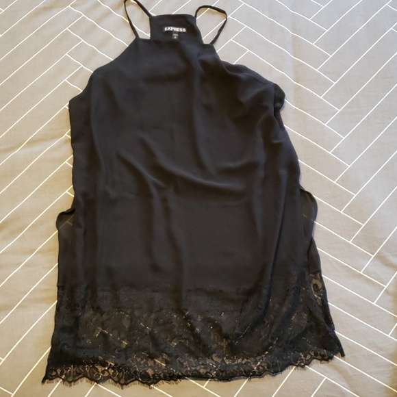 Express Tops - Black Express Cami with Lace Detail M